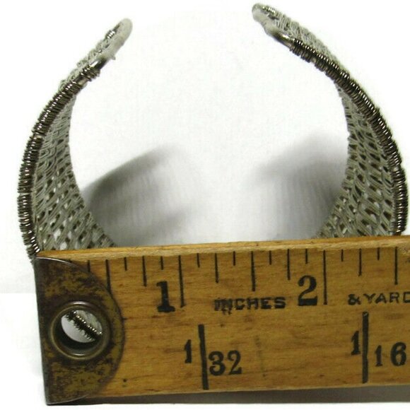 Cuff Bracelet Wide Statement Silver-tone Metal Bas - Picture 4 of 5